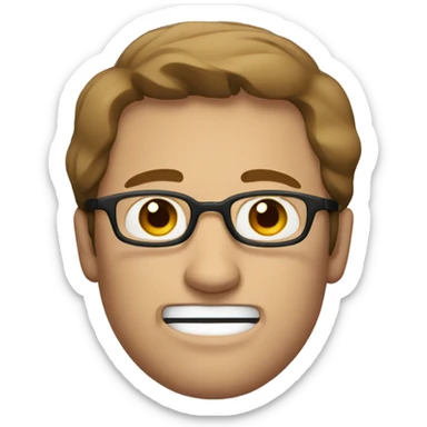 white man with glasses and brown hair squinting his eyes sticker