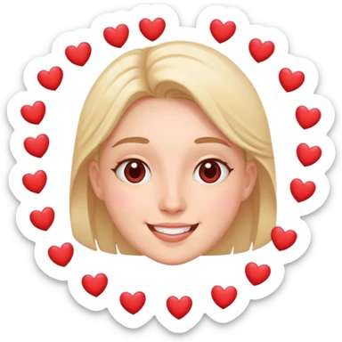 Happy with hearts around face sticker