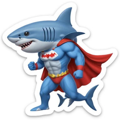 superhero shark in a tank sticker