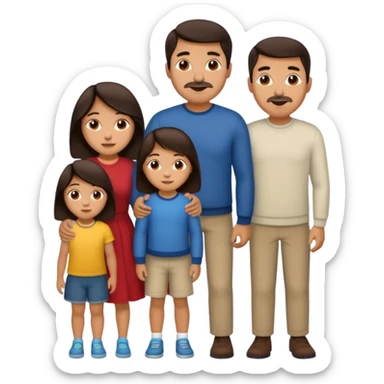 Hispanic family of five: mom, dad, two young boys, one young girl, all with medium skin and dark brown hair sticker