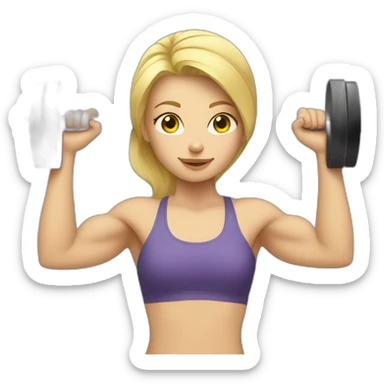 blonde Girl who is weight lifting sticker