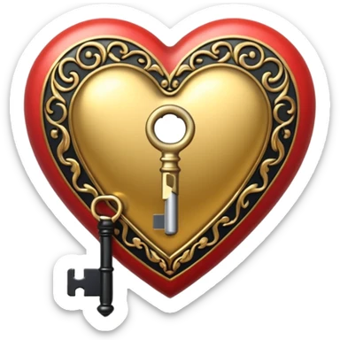 heart with black and gold key sticker