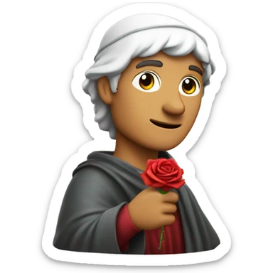 Dante Alighieri holding a rose in his hand sticker