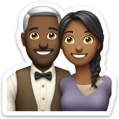 Husband and wife happy sticker