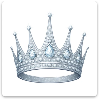 Increase the height and add more sparkle to the silver bubble crown, show only the crown (not on a head), keep it elegant and detailed, in the style of apple emojis. sticker