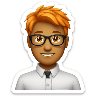 Jeune homme peau orangé  avec lunettes rectangulaire et cheveux noir  sticker