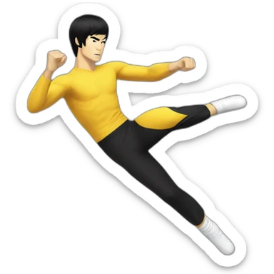 bruce lee half side-kick with one foot lifted sticker