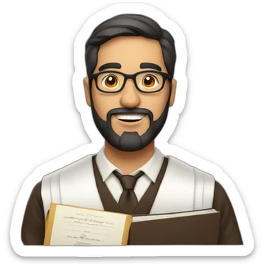 Latin Bearded man with glasses and a diploma  sticker