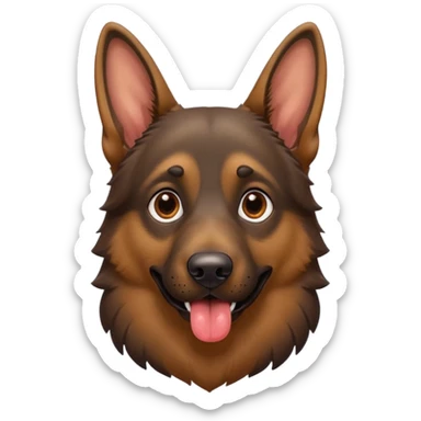 cartoon style dark German Shepherd dog with its tongue hanging out long sticker