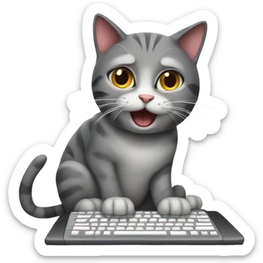 cat typing on keyboard maniacally  sticker