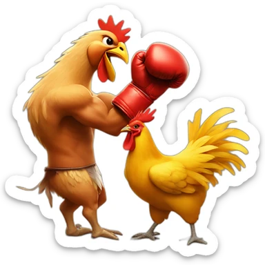 chicken boxing with pumba sticker