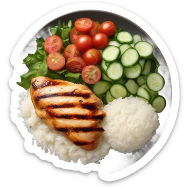 Grilled chicken, rice, salad  sticker