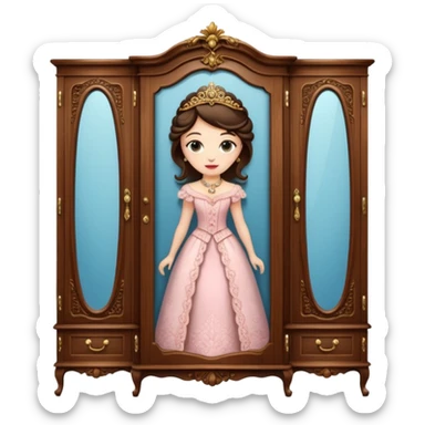 The characters in the fairy tale "Beauty and the Beast" are transformed into the lady in the wardrobe sticker