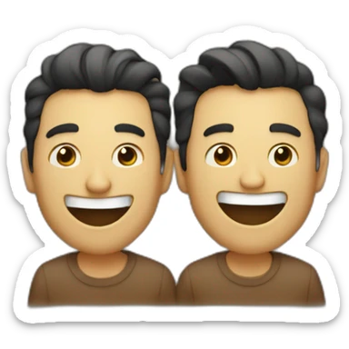 Two guys laughing at a crowd sticker