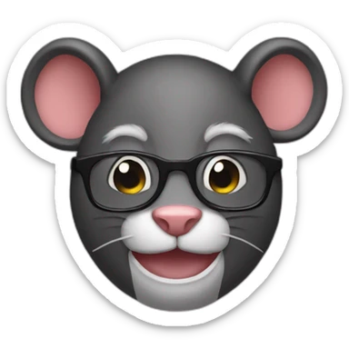 stupied nerd face dark rat sticker
