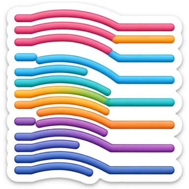 Horizontal multiple little bars merging into one big bar of data. sticker