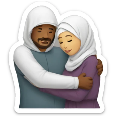 Man hugging womanwith hijab sticker