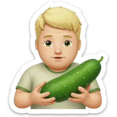 make a cucumber gamer, blonde and fat, male. show cucumbers sticker