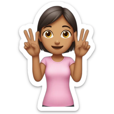 girl showing THREE out of five fingers up on her ONE hand sticker