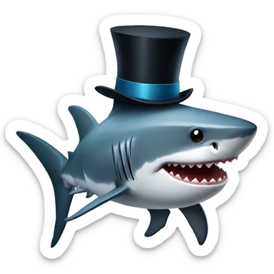 Shark with a top hat sticker