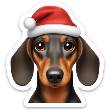 Dachshund wearing a Santa hat sticker