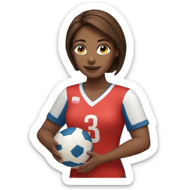 Woman with red jersey and brown hair holding a volleyball in her hands sticker