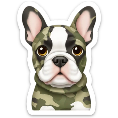 Frenchie dog in camouflage  sticker