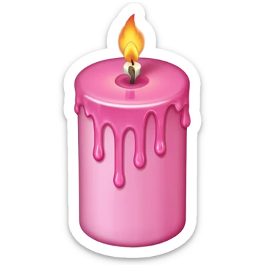 A drawing of a flaming pink candle that could be used at a romantic dinner table. The camera should be isometric at an ultra-high angle. sticker