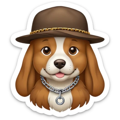 Dog wearing a hat and a chain  sticker