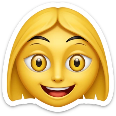 Cara amarilla con los ojos entrecerrados y una leve sonrisa cruel y macabra sticker