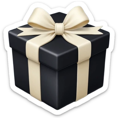 square black gift box present with an ivory bow sticker