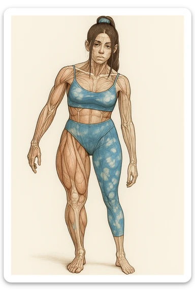 Anatomical style inspired by the photo: one leg much smaller and thinner than the other, highlighting the difference between the two legs, anatomical style, variant 4. sticker