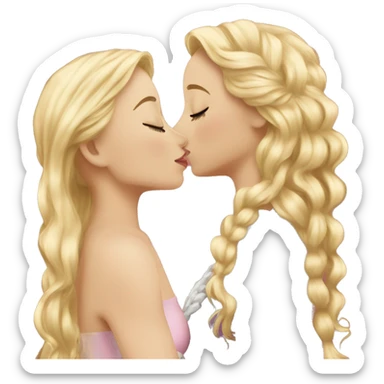 2 women princesses couple blonde deep kiss sticker