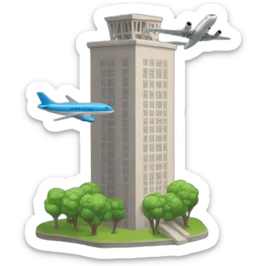 Tilted tower with a plane going on the tower  sticker