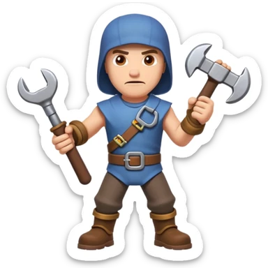A Mechanic Wrench In A Clash Of Clans and medival Aesthetic not human sticker