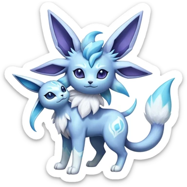Fluffy celestial Glaceon-Espeon-dialga-hybrid, full body sticker