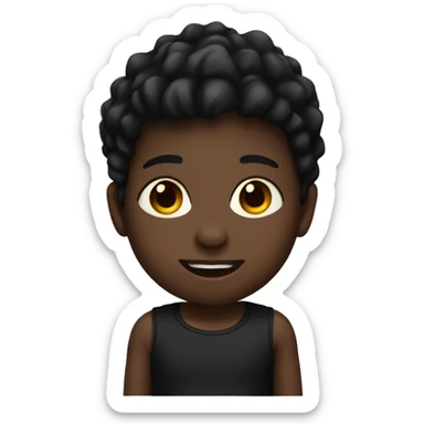 Little boy wearing black lava lava skirt with no shirt sticker