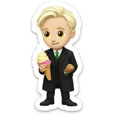 draco malfoy eating an ice cream with a chicken sticker
