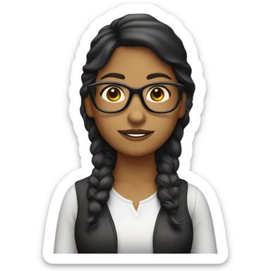 Mujer pelinegra lacia con lentes  sticker