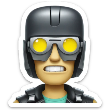 The terminator in a SpongeBob SquarePants costume sticker