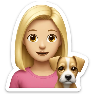 small york dog with blonde girl sticker