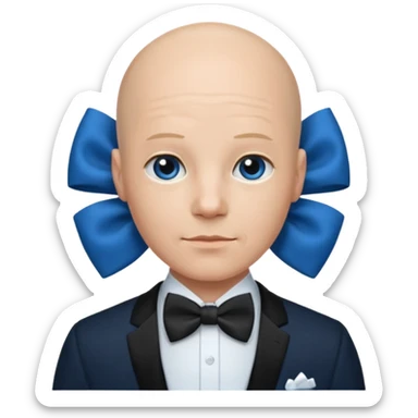 Bald with blue bow tie, midnight balck dress sticker