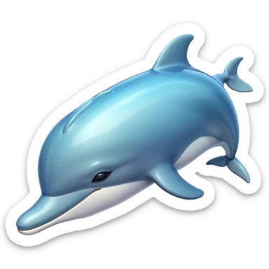 Meme-Worthy Cute Sleeping Bottlenose Dolphin Portrait Emoji, Head resting peacefully with a contented smile, showcasing a shiny, glossy body with eyes gently closed in serene slumber and a graceful, streamlined form, Simplified yet adorably endearing features, highly detailed, glowing with a soft, drowsy aquatic light, high shine, relaxed and utterly lovable, stylized with an air of playful laziness, soft glowing outline, capturing the essence of a sleeping dolphin that feels destined to become the next viral icon of adorable rest! sticker