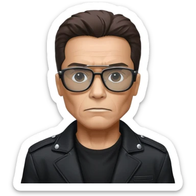 terminator shwartzneger only top in his black glasses and his black jacket sticker