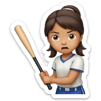 little angry filipina girl holding baseball bat sticker