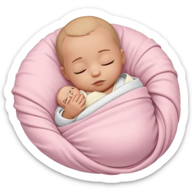 One fully swaddled sleeping baby with a white shirt wrapped in a light pink blanket sticker