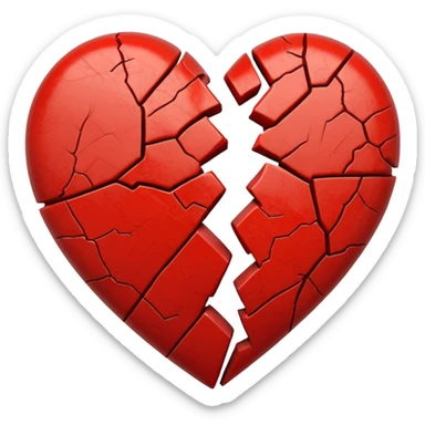 A cracked heart emoji, with visible lines and fractures running through it, symbolizing a broken heart sticker