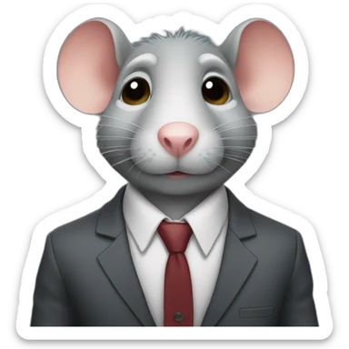 sad working rat with a suit sticker