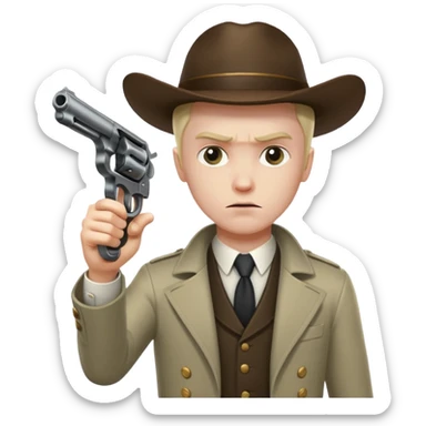 man killing himself with a revolver sticker