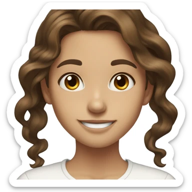 Brown hair brown eyes wavy hair girl smiling happy sticker